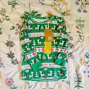 Angel dear Vintage Deer Fair Isle Jolly Green top 4y